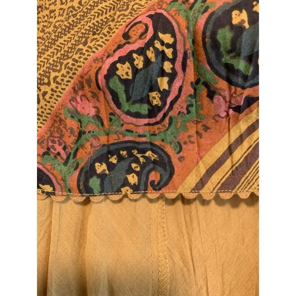 The‎ Territory Ahead Bohemian Cotton Midi Skirt A Line Size 6 Lined Southwestern